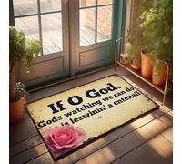 FZFN Tapis de porte d'extérieur pour entrée extérieure If God Is Watching, We Can Do Less Winning And More Entenail. Paillasson décoration de porche printanier Décoration de maison de lac (50 x 80 cm)