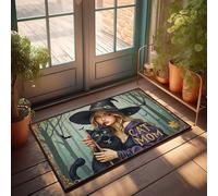FZFN Tapis de porte intérieur pour entrée de maison Witchy Whiskers : un voyage envoûtant avec ma maman chat paillasson paillasson pour entrée de maison décoration de porche printemps (40 x 60 cm)