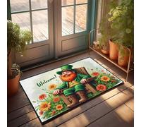 FZFN Tapis de salle de bain absorbant antidérapant pour porte d'entrée - Bienvenue au pays des leprechauns - Coin antidérapant pour l'extérieur de la maison (65 x 90 cm)