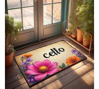 FZFN Tapis de salle de bain anti-moisissure Harmonie florale : mélodie du violoncelle en fleur - Porte extérieure amusante pour décoration de porte d'automne Tapis absorbant adapté pour la chasse aux