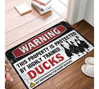 FZFN Tapis de salle de bain Boho Area Warning This Property Is Protected by a highly trained Duck | Hello Door Outdoor Tapis de bain anti-moisissure antidérapant (40 x 60 cm)