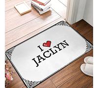 FZFN Tapis de salle de bain décoratif de chambre de campagne à profil bas - I Love Jaclyn imperméable pour salle de bain petite baignoire facile à nettoyer durable pour adolescents (65 x 90 cm)