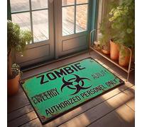 FZFN Tapis de salle de bain - Décorations de porte d'automne faciles à nettoyer - Zombie zone d'urgence - Personnel autorisé uniquement - Mousse pour cuisine étroite (40 x 60 cm)
