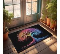 FZFN Tapis de salle de bain en mousse à mémoire de forme Arbre de vie arc-en-ciel : symbole d'unité et de diversité - Grand tapis de café pour décoration musicale d'extérieur (50 x 80 cm)