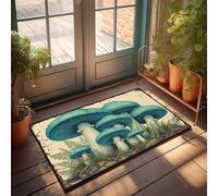 FZFN Tapis de salle de bain lavable Forêt enchantée : un rassemblement de champignons bleus mystiques - Tapis persan Welcome Fall Man (50 x 80 cm)