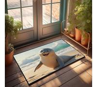 FZFN Tapis de salle de bain personnalisé Joint de porte sur la plage : une jolie créature côtière | Décoration extérieure printanière Tapis de salle de bain lavable pour adultes (40 x 60 cm)