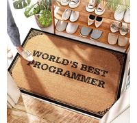 FZFN Tapis de sol de cuisine en noix de coco | Water Hog/World's Best Programmer - Porte d'entrée amusante et printanière - Grand tapis de bienvenue pour porte d'entrée, emboîtable (50 x 80 cm)