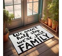 FZFN Tapis décoratif de bar amusant absorbant et imperméable pour animaux de compagnie | We Aren't Half Stop, We're Just Family. Shaggy et antidérapant pour la maison de football (50 x 80 cm)