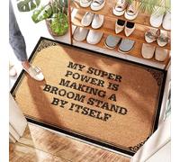 FZFN Tapis d'entrée Dark My Super Power Is Making A Broom Stand By Itself - Bienvenue en caoutchouc | Baseball glissant/cercle - Paillasson amusant pour porte d'entrée, vestiaire et porche (40 x 60 cm