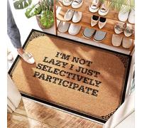 FZFN Tapis d'entrée de bar résistant à l'eau avec inscription « I'm Not Lazy I Just Selectively Participate » - Entrée intérieure | Snuffle Large/Paillasson pour entrée extérieure - Antidérapant et