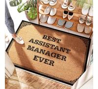 FZFN Tapis d'entrée de piscine Best Assistant Manager Ever | Zone - Tapis en caoutchouc pour maison et évier de cuisine/paillasson personnalisé pour porte d'entrée, argent (50 x 80 cm)