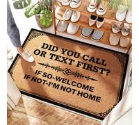 FZFN Tapis d'entrée imperméable pour terrasse, terrasse, extérieur - Avez-vous appelé ou envoyez un SMS en premier | Osier/lavable en machine - Paillasson d'entrée amusant pour porte d'entrée, grande