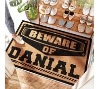 FZFN Tapis d'entrée intérieur/extérieur | Lavable Bath/Beware Of Danial - Light & Hall Way - Tapis d'extérieur en fibre de coco antidérapant (65 x 90 cm)