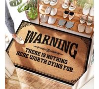 FZFN Tapis d'entrée pour porte d'entrée avec avertissement « There Is Nothing Here Worth Dying For » | Chiffon - Extérieur lavable et tapis de porte d'intérieur discret - Bienvenue mignon (50 x 80 cm)
