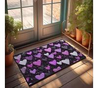 FZFN Tapis d'extérieur imperméable avec motif cœurs pailletés dans des tons de violet - Texte amusant - Tapis de décoration de bureau, pour maman et intérieur (40 x 60 cm)