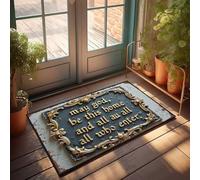 FZFN Tapis rétro avec inscription « May God Bless This Home And All Who Enter » - 65 x 90 cm