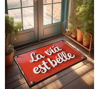 FZFN Tapis rétro La Via Est Belle : un vibrant signe italien paillasson Home Sweet Home Tapis de porte pour entrée de maison (65 x 90 cm)