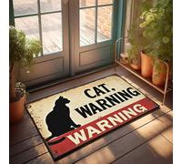 FZFN Tapis rétro vintage avec panneau d'avertissement de chat avec silhouette, paillasson Home Sweet Home pour entrée de maison (50 x 80 cm)