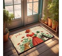FZFN Tapis rétro vintage pour le jardin, l'heure du thé avec des chiens, paillasson Home Sweet Home, paillasson pour entrée de maison (50 x 80 cm)