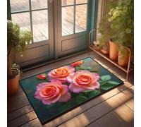 FZFN Un bouquet vibrant de roses dans des teintes roses douces en mousse à mémoire de forme - Décoration de chambre pour homme Tapis de bain antidérapant (50 x 80 cm)