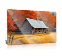 FZFN Une cabane confortable nichée dans un feuillage d'automne. Décoration amusante Americana - Plaque essentielle vintage Art mural (30 x 40 cm)