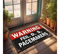FZFN Warning Feil. D. S, Pacemakers Tapis de bain amusant pour entrée intérieure | Sweet Home durable, lavable, extérieur, terrasse, imperméable, antidérapant (50 x 80 cm)