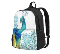 FZGGWYHL Beau sac à dos de voyage pour adulte imprimé paon et floral décontracté