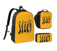FZGGWYHL Creative African Culture Ensemble sac à dos 3 pièces - Sac à dos, trousse à crayons, sac à déjeuner, Noir , Taille unique, Sac à dos décontracté