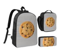 FZGGWYHL Ensemble de 3 pièces de sac à dos imprimé biscuit au chocolat - Sac à dos, trousse à crayons, sac à déjeuner, Noir , Taille unique, Sac à dos décontracté