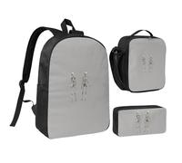 FZGGWYHL Ensemble de 3 pièces de sac à dos imprimé squelette humain - Sac à dos, trousse à crayons, sac à déjeuner, Noir , Taille unique, Sac à dos décontracté