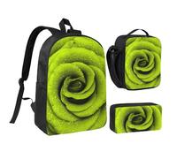 FZGGWYHL Ensemble de 3 pièces sac à dos imprimé rose verte - Sac à dos, trousse à crayons, sac à déjeuner, Noir , Taille unique, Sac à dos décontracté