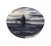FZGGWYHL Housse de coussin de chaise ronde avec motif bateau nucléaire géant lavable