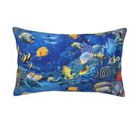 FZGGWYHL Housse de coussin décorative imprimée poissons tropicaux