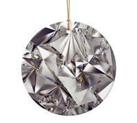 FZGGWYHL Pendentif rond en céramique avec motif diamant imprimé sapin de Noël à suspendre en plusieurs tailles