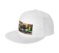 FZGGWYHL Stones and Spa Oil on The Wood Near a Pond Casquette de baseball réglable pour adulte, blanc, 4-8