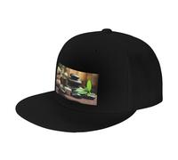 FZGGWYHL Stones and Spa Oil on The Wood Near a Pond Casquette de baseball réglable pour adulte, Noir , 4-8