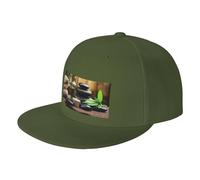 FZGGWYHL Stones and Spa Oil on The Wood Near a Pond Casquette de baseball réglable pour adulte, vert mousse, 4-8