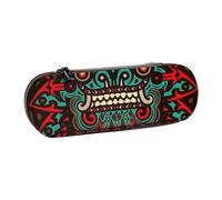 FZGGWYHL Sugar and Skulls Day of The Dead Dragon Totem Trousse à crayons en cuir avec imprimé sac de rangement portable