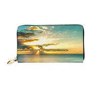 FZGGWYHL Sunrise Over Hanauma Bay Oahu Hawaï Portefeuille en cuir imprimé portable Organiseur de voyage neutre Pochette