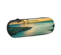 FZGGWYHL Sunrise Over Hanauma Bay Oahu Trousse à crayons en cuir imprimé Hawaï Pochette de rangement portable