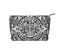 FZGGWYHL Trousse de maquillage en velours côtelé imprimé Calendrier Maya End of The World Sac de rangement quotidien, Noir , Taille unique, Organiseur de sac