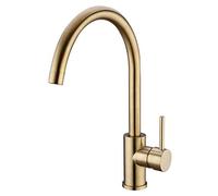 FZHLR Laiton Noir Ou Bronze Champagne Robinet De Cuisine 360 Rotatif Mélanger L'Eau Du Bassin D'Évier Robinets Poignée Simple Pont Monté Aérateur Tap, Bronze Champagne