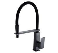 FZHLR Robinets De Cuisine En Laiton Simple Poignée Vers Le Bas Robinet De Cuisine Durable Simple Becs Pivotant À 360 Degrés Évier Noir Mélangeur Eau Du Robinet