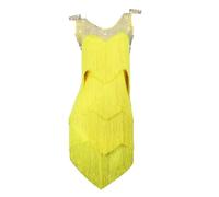 FZHQNZJF Robes de Concours Latin à Pompons Jupe de Danse de Salon avec Strass Tenue de Performance Salsa Tango Exquise Vêtements de Danse Cha Cha sans Manches