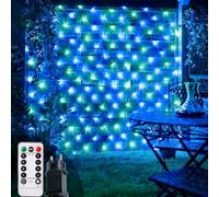 FZIFZI Guirlande Lumineuses Filet, 208 LED Filet Lumineux 3M X 2M 8 Modes Énergie Étanche, Dimmable pour Chambre Noël Mariage Soirée Maison Jardin, Bleu et Vert