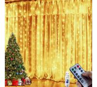 FZIFZI Rideau Lumineux 300 LED 3M×2.7M, Guirlande Lumineuse Rideau Blanc Chaud-Guirlande LED USB, Télécommande - 8 Modes, Minuterie-Décoration Noël, Mariage, Chambre, Jardin, Fête, Extérieur Interieur
