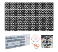 FZIIVQU 1450 Pieces Letter Beads Kit, 4x7 mm Black Acrylic Alphabet Beads Letter Beads For Jewelry Making Number Beads Heart Beads Friendship Bracelet Beads Making