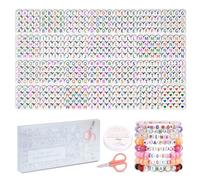 FZIIVQU 1450pcs Perles Lettres Alphabet et Colorée 4x7mm, A-Z Blanc Coeur Beads avec Fil Elastique, pour Fabrication de Bracelets Colliers Bijoux DIY Artisanats Cadeau