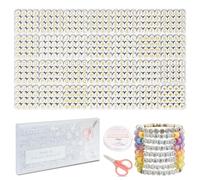 FZIIVQU 1450pcs Perles Lettres, Perles Pour Bracelet 4x7mm, de A à Z Blanc Doré en Rondes Acrylique Perles, Perles D'amour, Perles Numéro,Perles Pour Bijoux,Kit Bracelet Fille Enfants DIY Cadeau