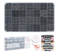 FZIIVQU Perles Lettres 6x6mm A à Z Blanc et Noir Carré Acrylique, Kit DIY Bijoux Perles D'amour et Numéro